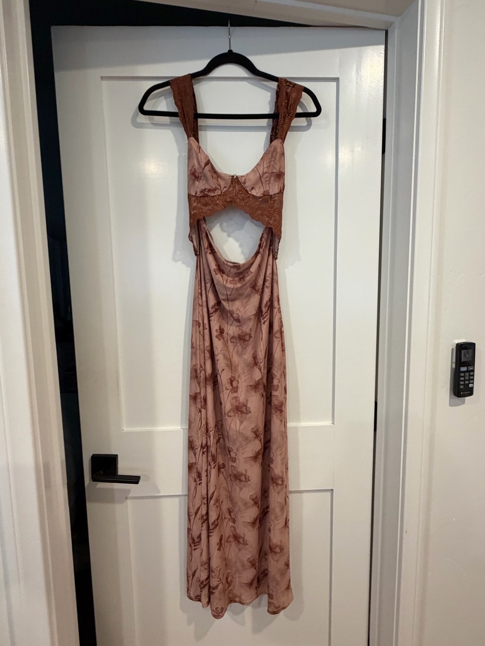 Satin Floral Maxi Dress in Dusty Rose